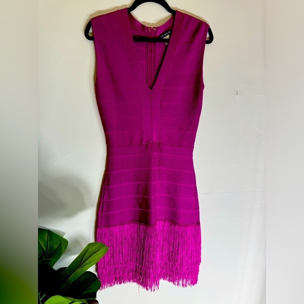 Fringe Tassled Bodycon Purple Flapper‎ Costume 1920s Great Gatsby Dress size 8